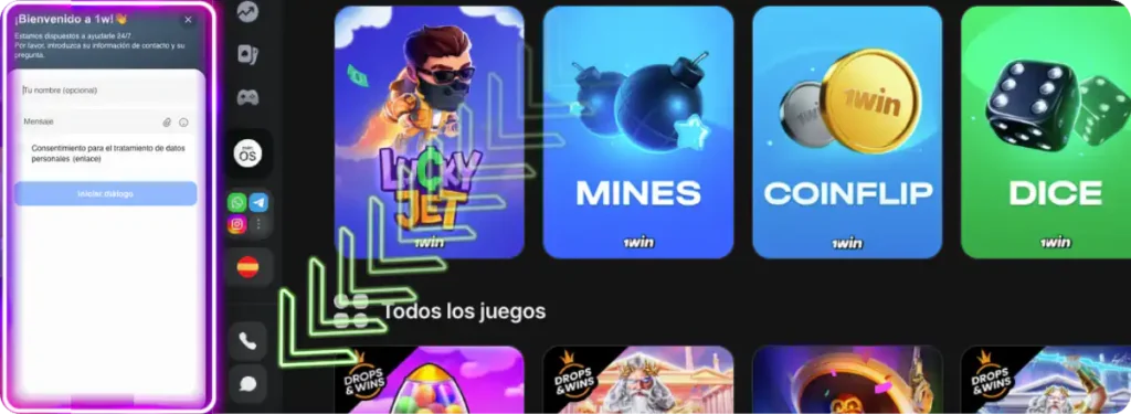 1win casino Secciones de asistencia