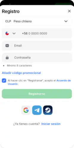 1win Ventana de Registro