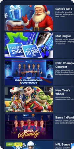 1xBet Sección de Bonificaciones