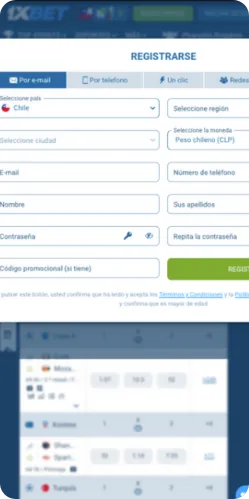1xBet Ventana de Registro